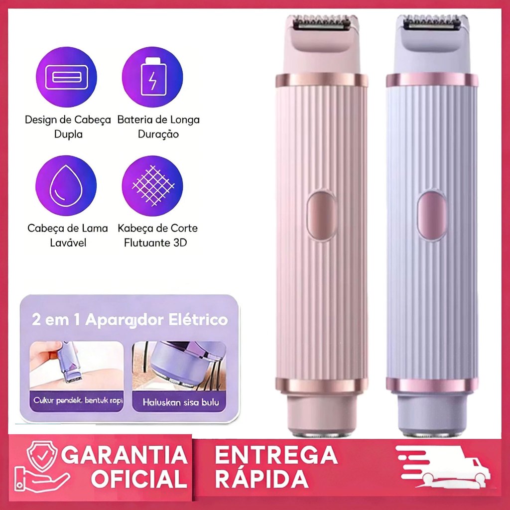 Garantia 10 anos Depilador elétrico com navalha dupla cuidado e delicadeza com sua pele, Recarregável com Tecnologia
