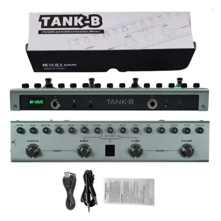 Pedal Tank B Baixo Bass M-vave Cuvave Pedaleira Efeito Som Cinza-escuro