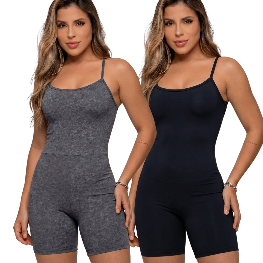 Kit 2 Macaquinho Fitness Feminino Academia Premium Suplex Sem Transparência Treino Crossfit Corrida Slim Confortável