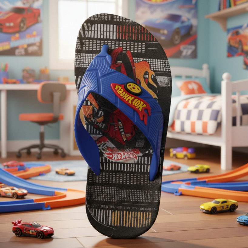 Chinelo Masculino Infantil Desenho Personagem Hot Wheels Confortável Resistente 25 Ao 32 Acessível