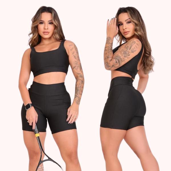 Conjunto Fitiness Feminino - Top + Short com Bolso Academia.