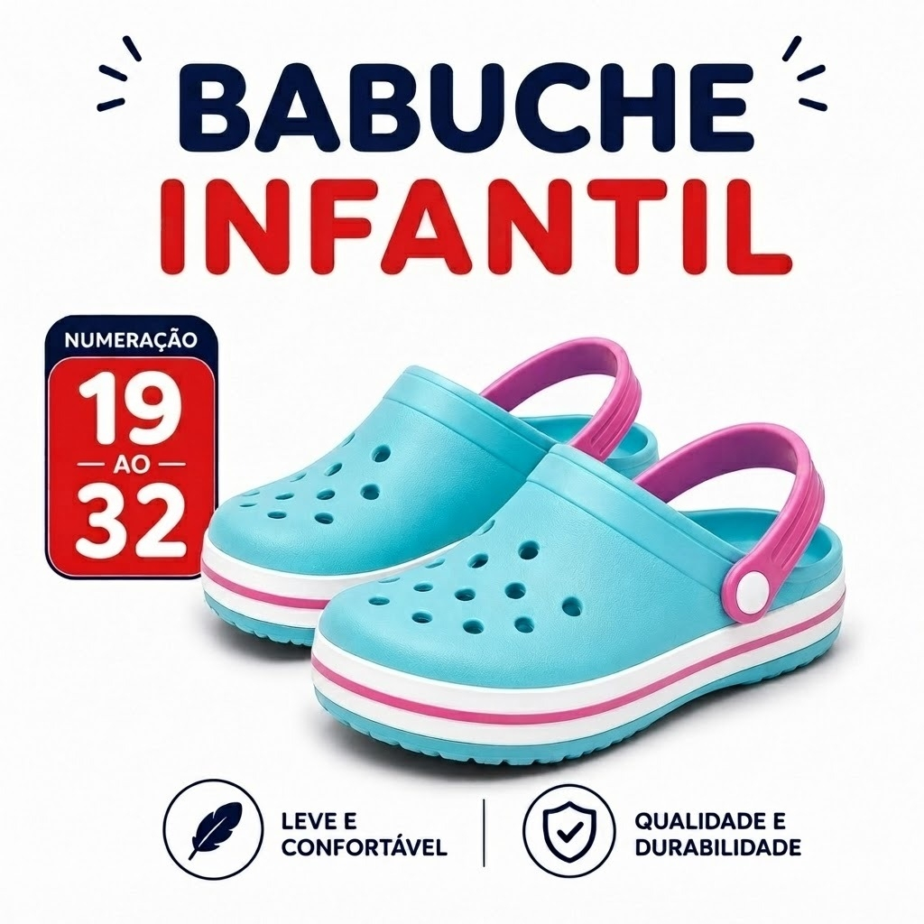 Babuche Infantil Leve Confortável Menino e Menina Antiderrapante Criança Baby Confortavel