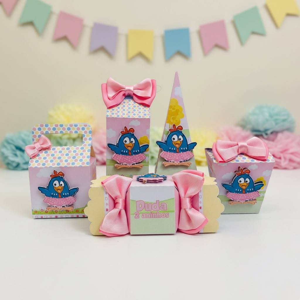 Kit festa Infantil Personalizado Galinha Pintadinha Rosa - Lembrancinha Aniversário