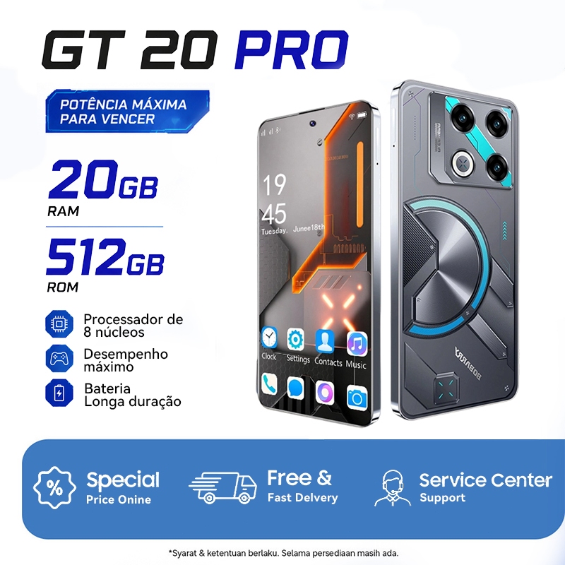 Smartphone GT 20 Pro 5G Octa-core 5000mAh 2SIM 16GB+512GB Android 15 Celular tela grande HD de 6,78"