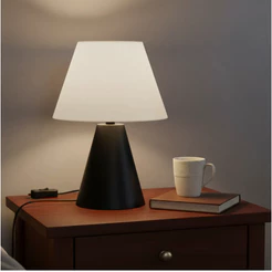 luminária de mesa Abajur Cone alumínio Com Cúpula Cônica de tecido Algodão sala quarto cabeceira de cama escritório