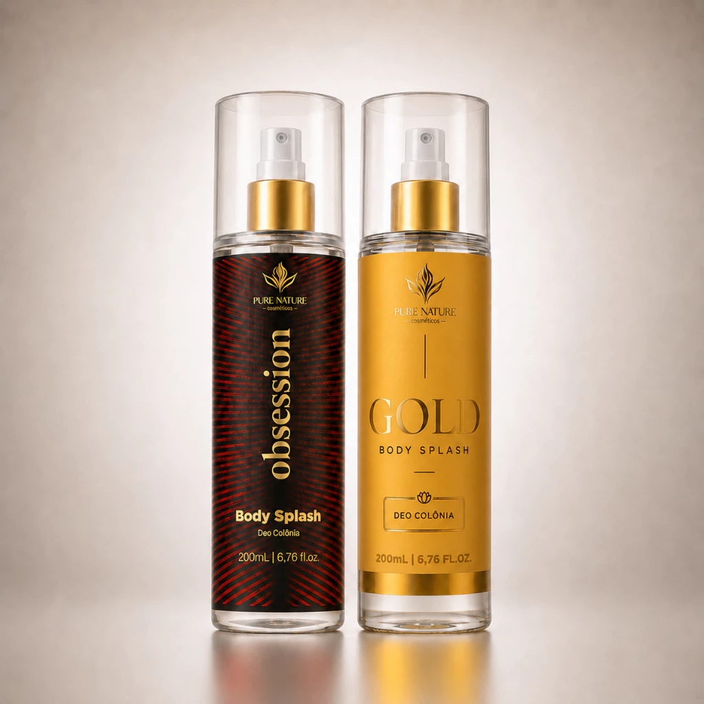 Kit 2 Body Splash Feminino Obsession e Gold Colônia 200ml Longa Duração Pure Nature — imagem 1