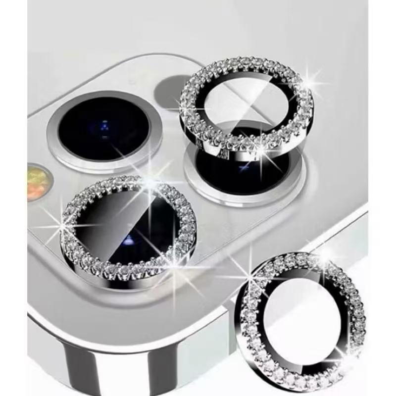 Película Protetora de Lente da Câmera Com Strass Brilhante Anti-risco HD Para iPhone 11 12 13 14 15 16 17  Pro Max Plus