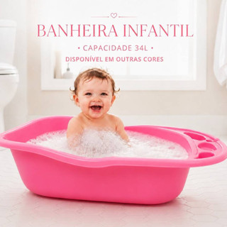 Banheira Infantil 34 Litros Grande Banho Bebê Criança Cores