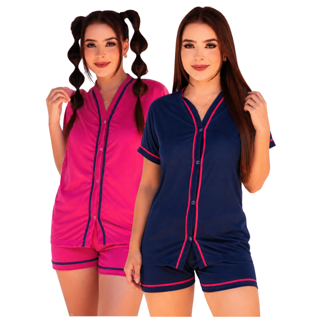 Kit 2 Baby Doll Blogueirinha Com Botões Pijama Pós Cirurgico Amamentação