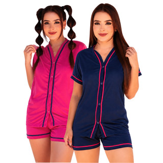 Kit 2 Baby Doll Blogueirinha Com Botões Pijama Pós Cirurgico Amamentação