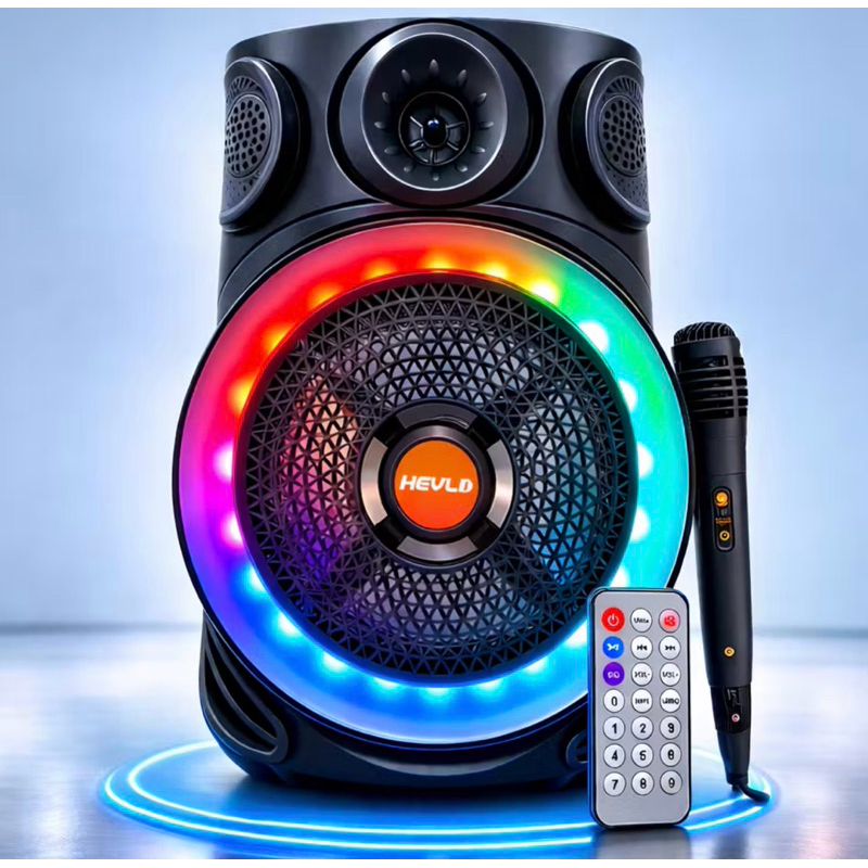 Caixa de Som Bluetooth Portátil 2000W PMPO com LED RGB Microfone USB SD Aux Karaokê Anti-Impacto