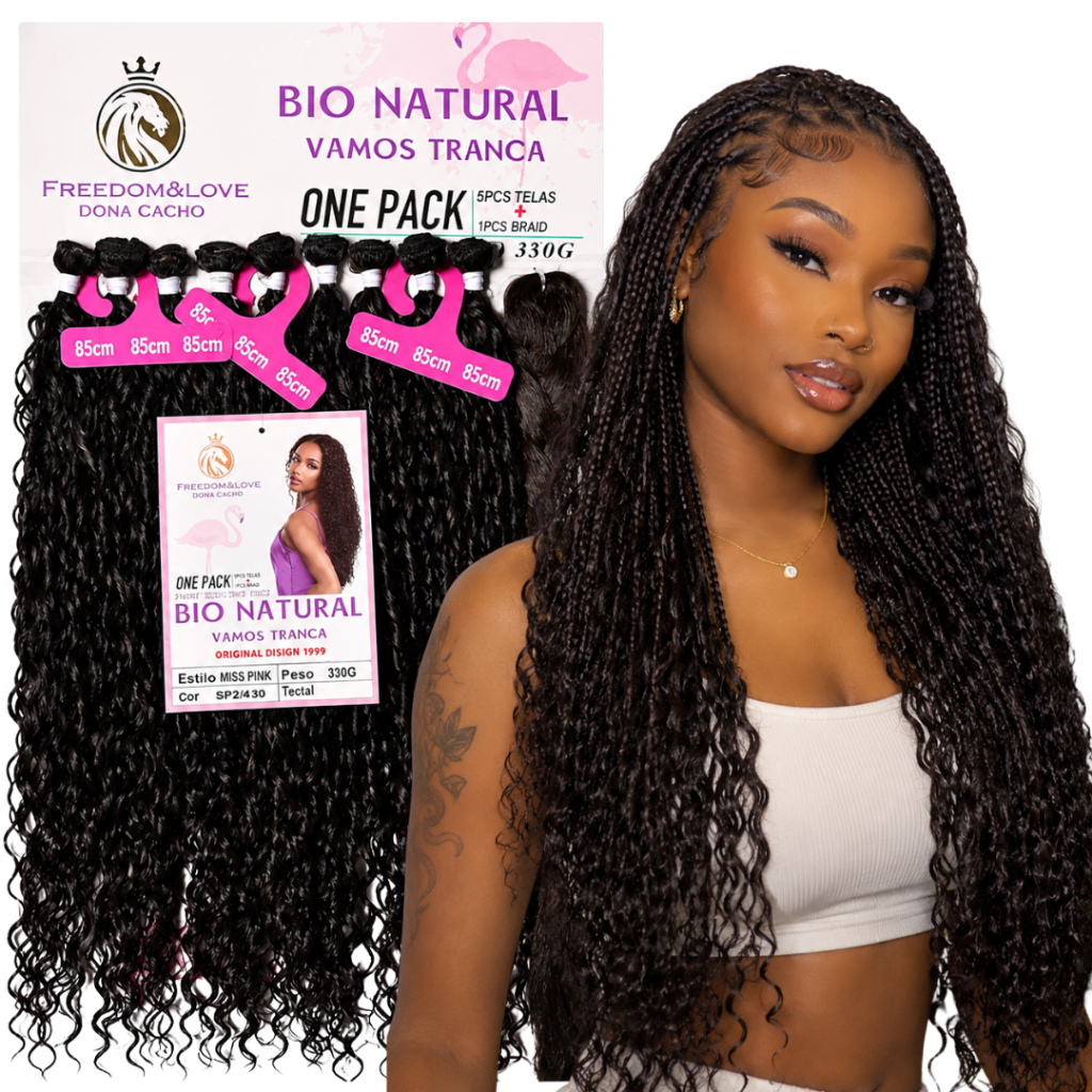 Fibra Cacheada Miss Pink Bio Natural para Tranças 85cm