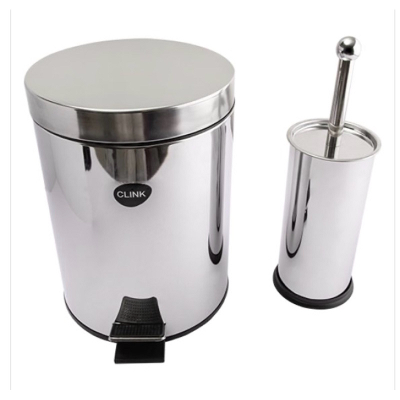 kit com 1 Lixeira Inox 5 Litros Cesto Com Pedal E Balde Removivél+ escova sanitária de inox