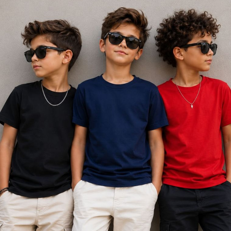 Kit 3 Camiseta Infantil Menino Premium 100% Algodão Verão | Camiseta Infantil Masculina Lisa | Camiseta Escolar