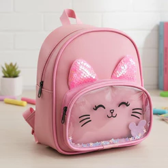 Mochila infantil gatinha Bolsa Menina Charmosa Escolar, Creche, Passeio etc