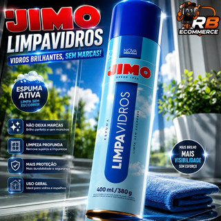 Limpa Vidros Jimo Spray 400ml Limpeza Profunda Limpa Blindex Janela Sacada Porta Cristais Para-Brisa