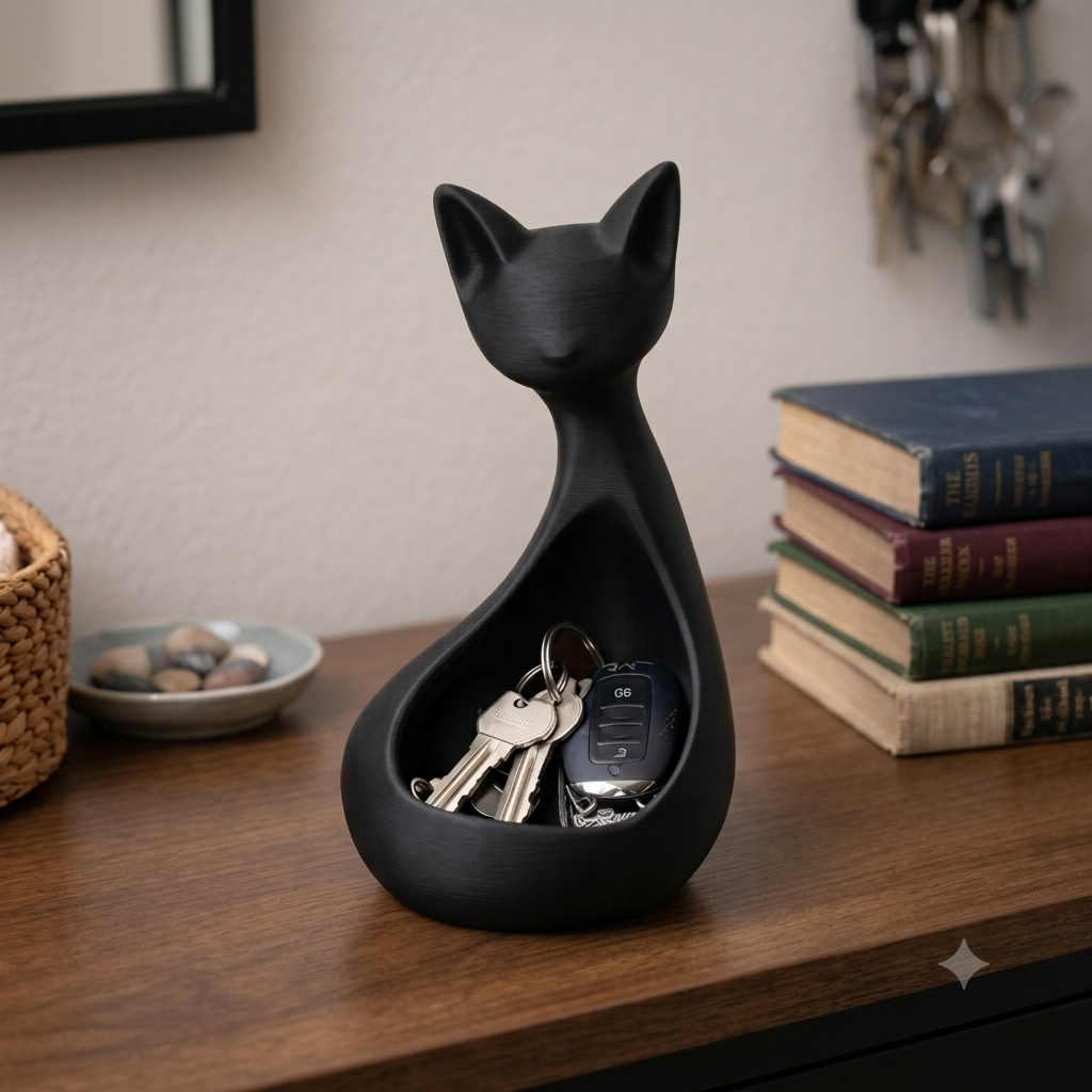 Organizador de Gato Porta-Chaves e Suporte Decorativo de Parede Minimalista
