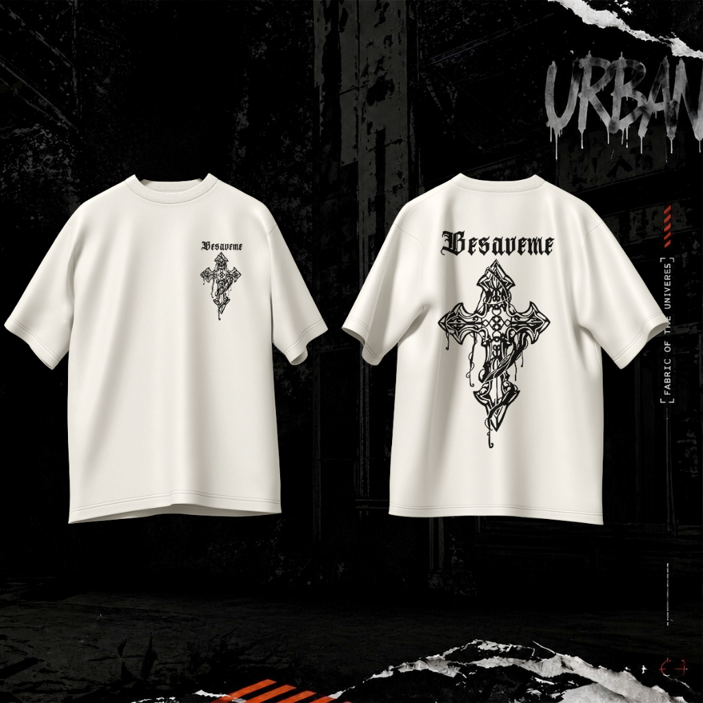Camiseta Masculina Oversized Estampada Besaveme Cruz Japonesa Tendência Streetwear Oferta
