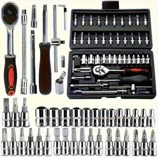 40 Peças / 46 Peças Jogo De Chave Catraca Caixa De Ferramentas para Reparo de Carros / Co…