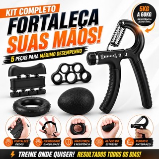 Kit Fisioterapia para Mãos e Dedos 5 Peças Compacto com Resistência Ajustável