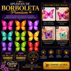ENVIO RÁPIDO Kit com 30, 60 e 90 Borboletas V1 Topo de Bolo, Buquê, Enfeites e Decorações Criativa Pop