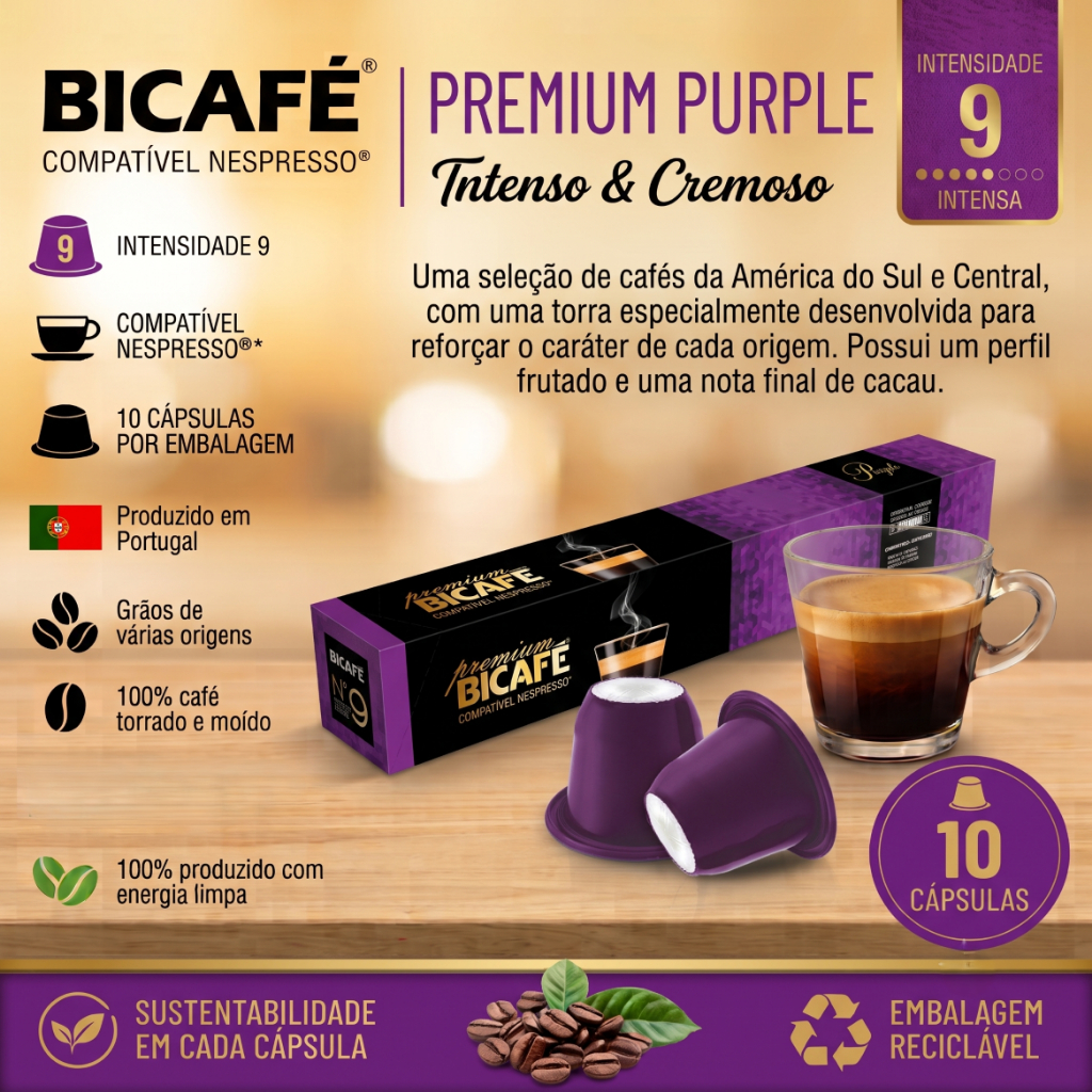 Cápsula Importada Café Premium Purple Bicafé 10 Cápsulas Importadas Compatível Nespresso Intensidade 9 · foto 2