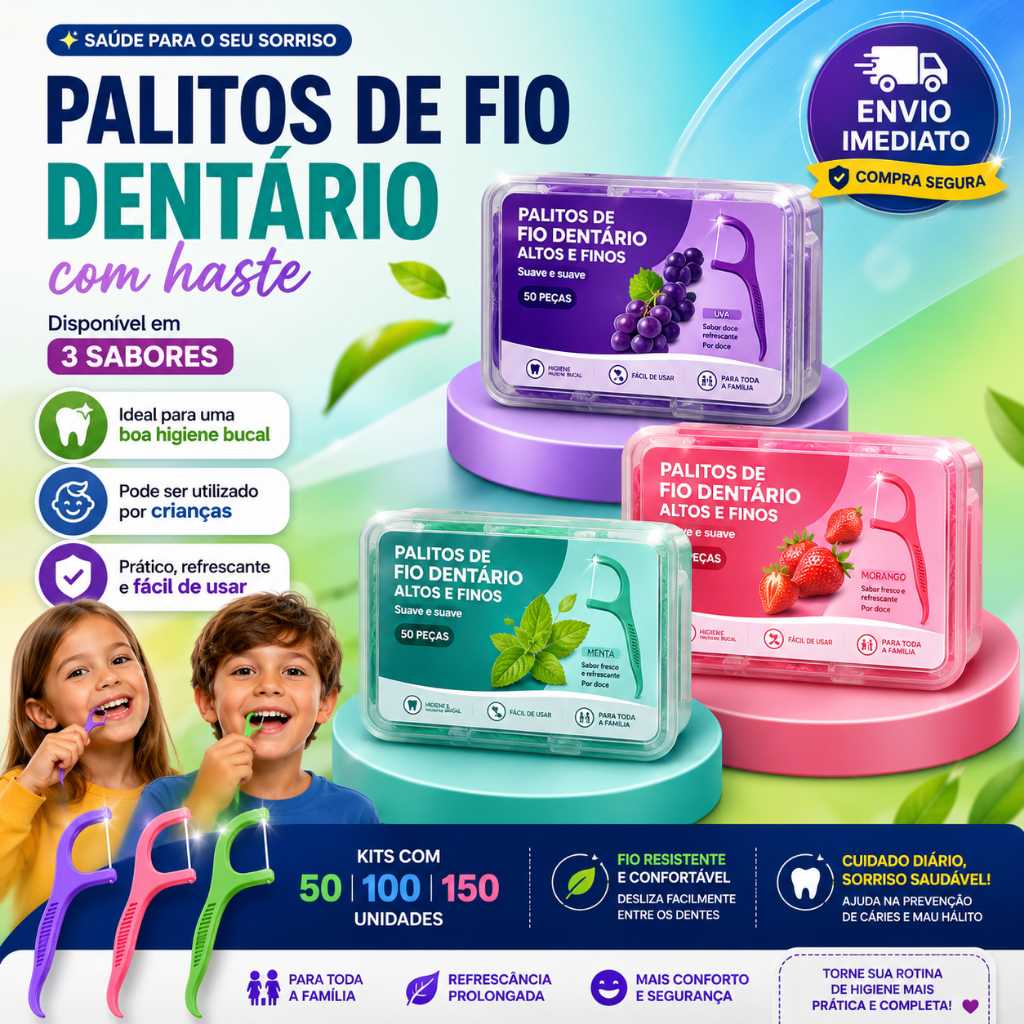 Kit Fio Dental com Haste em Forma de Arco Ultra Fina