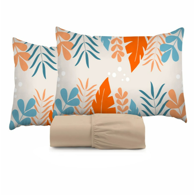 Jogo de Cama Kit 3 Peças Lençol Casal Queen King Kit com Elastico 400 Fios Micropercal Estampado