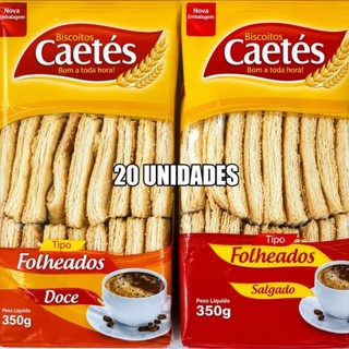 caixa com 20 unidades Bolacha Biscoito Caetés 7 sete capas Doce ou salgada