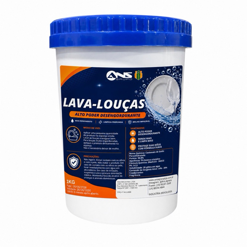 Detergente em pó lava louça com percarbonatox de sodio 1kg