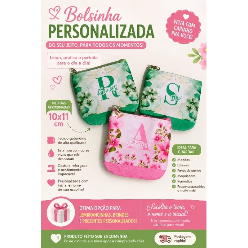 Kit 10 Mini Necessaire Bolsinha Personalizada Lembrancinha De Aniversário Casamento