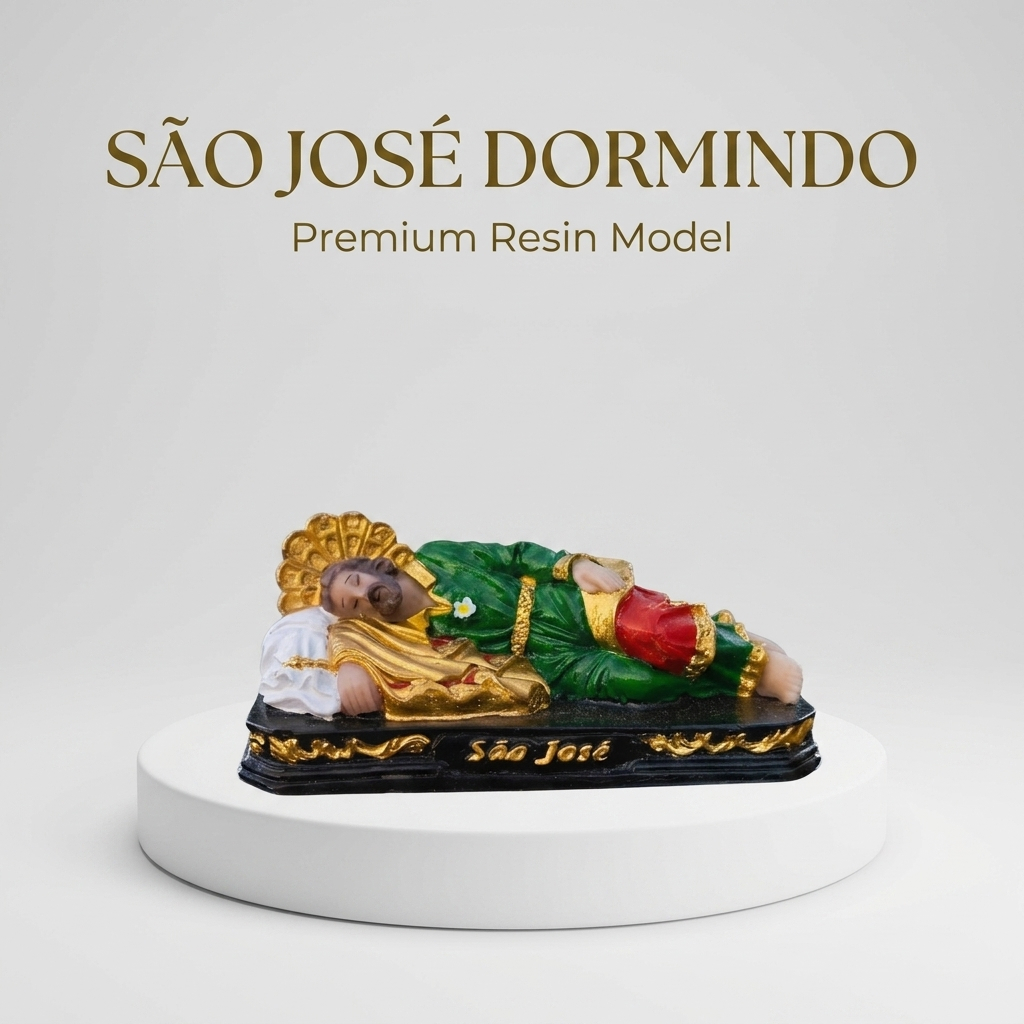 Imagem São José Dormindo em Resina Decorativa Católica Fé Proteção Oração Presente Religioso