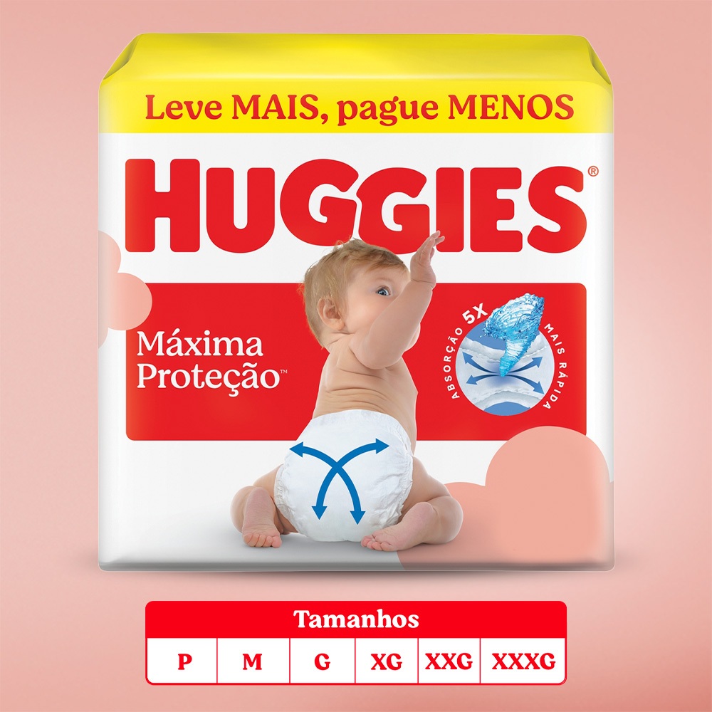 Fralda Huggies Máxima Proteção Aberta P | M | G | XG | XXG | XXXG