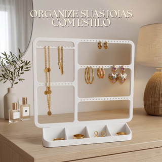 Organizador de Joias Vertical - Brinco, Pulseira, Colar, Anel - Premium compacto com divisórias