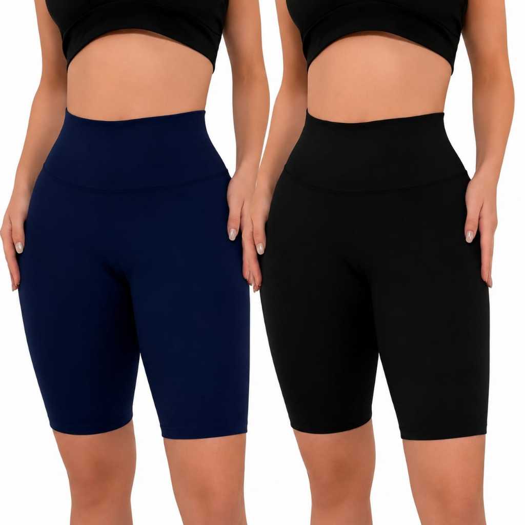 Kit 2 Bermuda Ciclista Legging feminina Bermuda Academia Cintura Alto sem Transparente em Suplex envio rapido