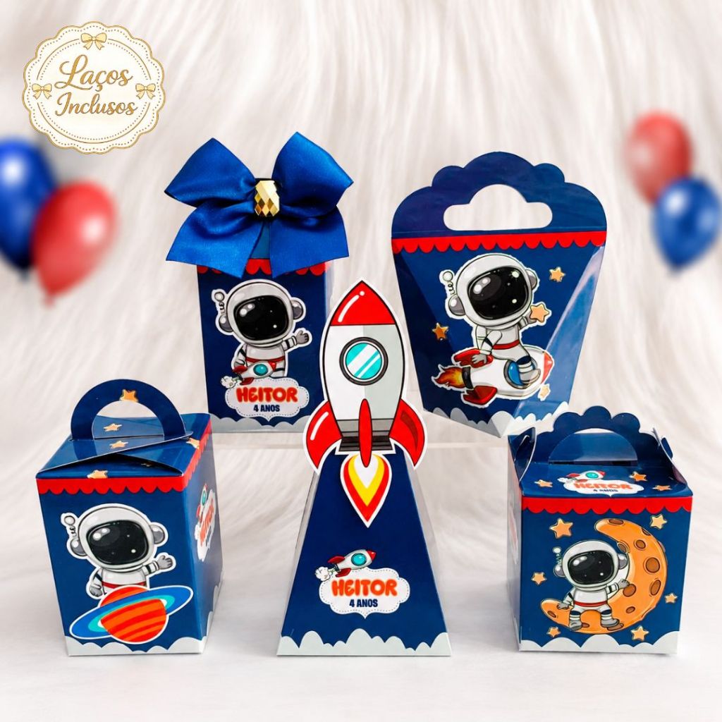 Kit Festa Astronauta Caixinhas Personalizadas Lembrancinha Astronauta Aniversário Tema Astronauta Espaço Festa Infantil