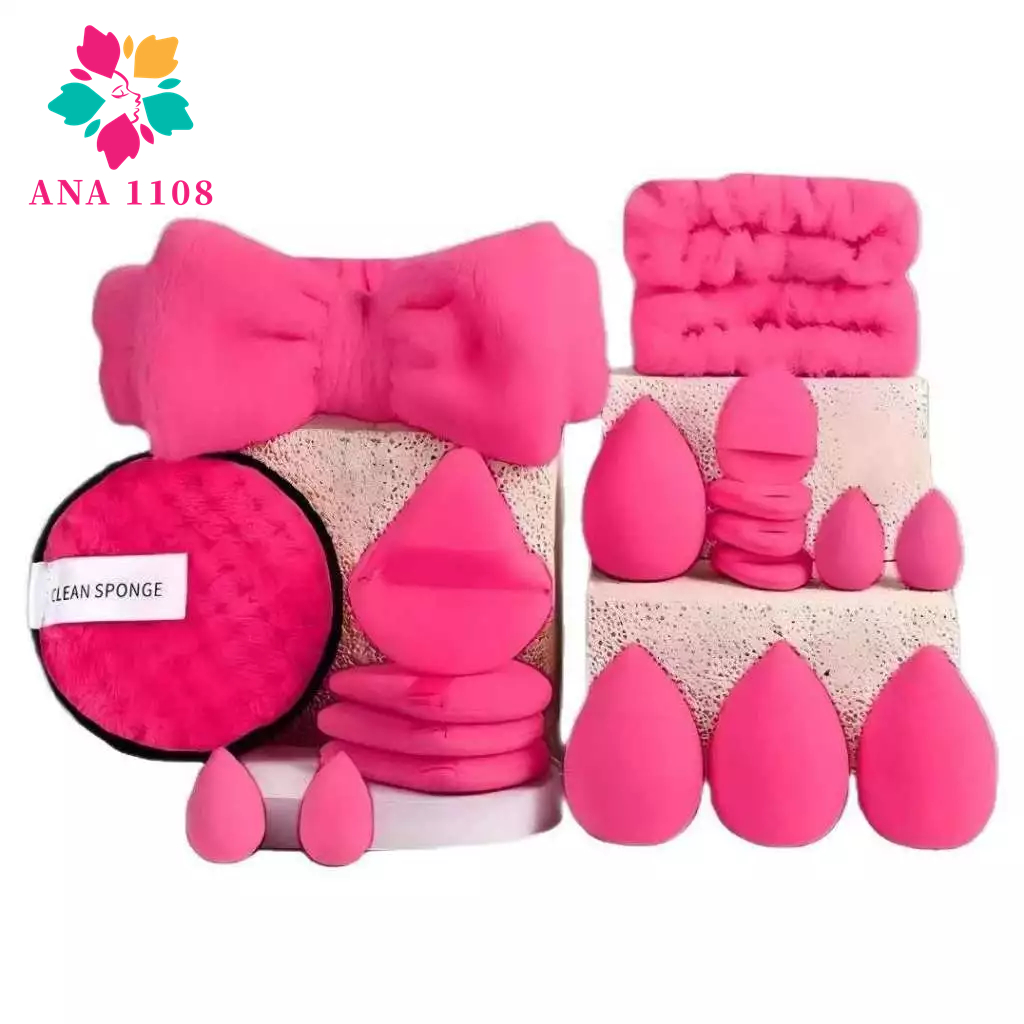 ANA1108 Kit 20 Pçs Profissional Rosto Tiaras Laço Pulseiras e Esponjas de Beleza · foto 2
