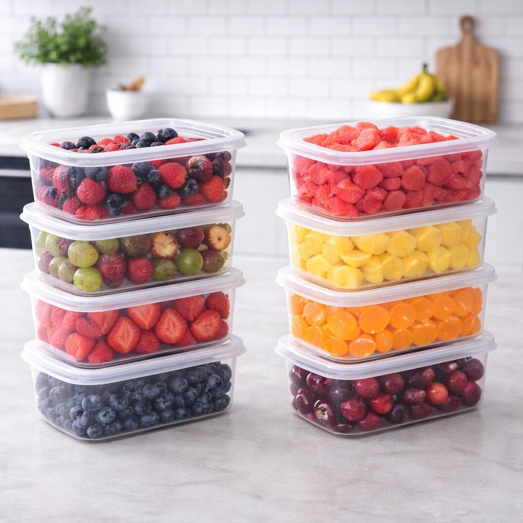 Kit Pote Plástico 800 ml Transparente BPA Free com Tampa Marmita Fit para Alimentos Cozinha