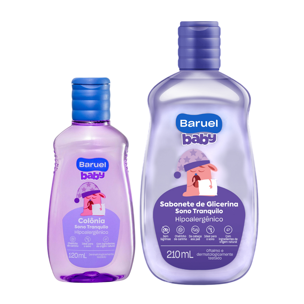 Kit Sabonete Líquido 210ml + Colônia 120ml Sono Tranquilo Baruel Baby
