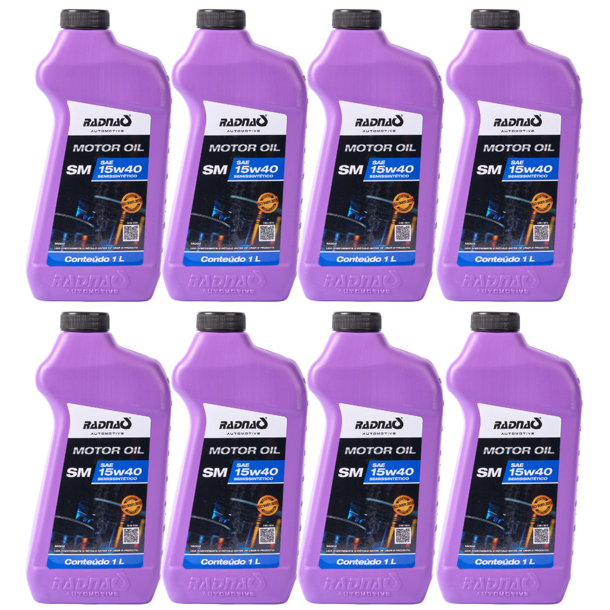 Kit 8L Óleo De Motor 15W40 API SM Semissintético Radnaq 1 Litro