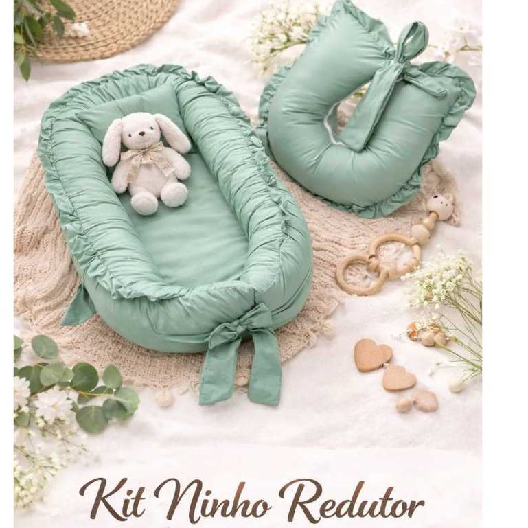 Kit Ninho Redutor De Berço Com Travesseiro Anatômico Macio Conforto Premium