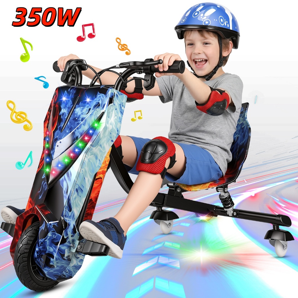 350W Bicicleta Drift Elétrica Infantil 6,5" E 8" Bluetooth Com Kit De Proteção Bivolt
