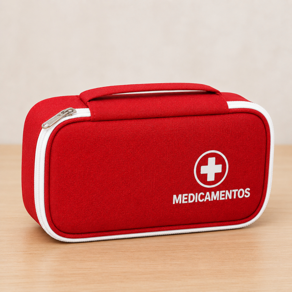 Bolsa Organizadora Para Medicamentos Porta Remédios Com Alça Estampa Bordada