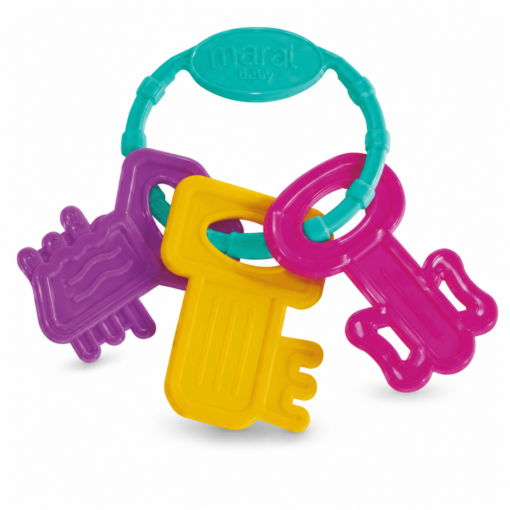 Baby Keys Menina Maral Mordedor Chaves Coloridas Sensorial para Bebês 3+ Meses