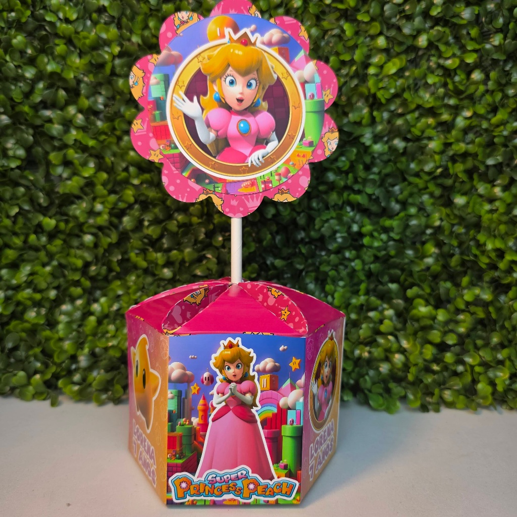 Enfeite de Mesa Personalizado PRINCESA DO MARIO PRINCESA PEACH - Centro de Mesa LEMBRANCINHA- Festa infantil - Aniversár