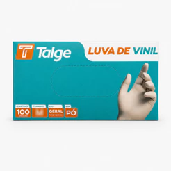 Luva Descartável de Vinil Talge Sem Pó Caixa com 100 Unidades - Envio Imediato Caixinha
