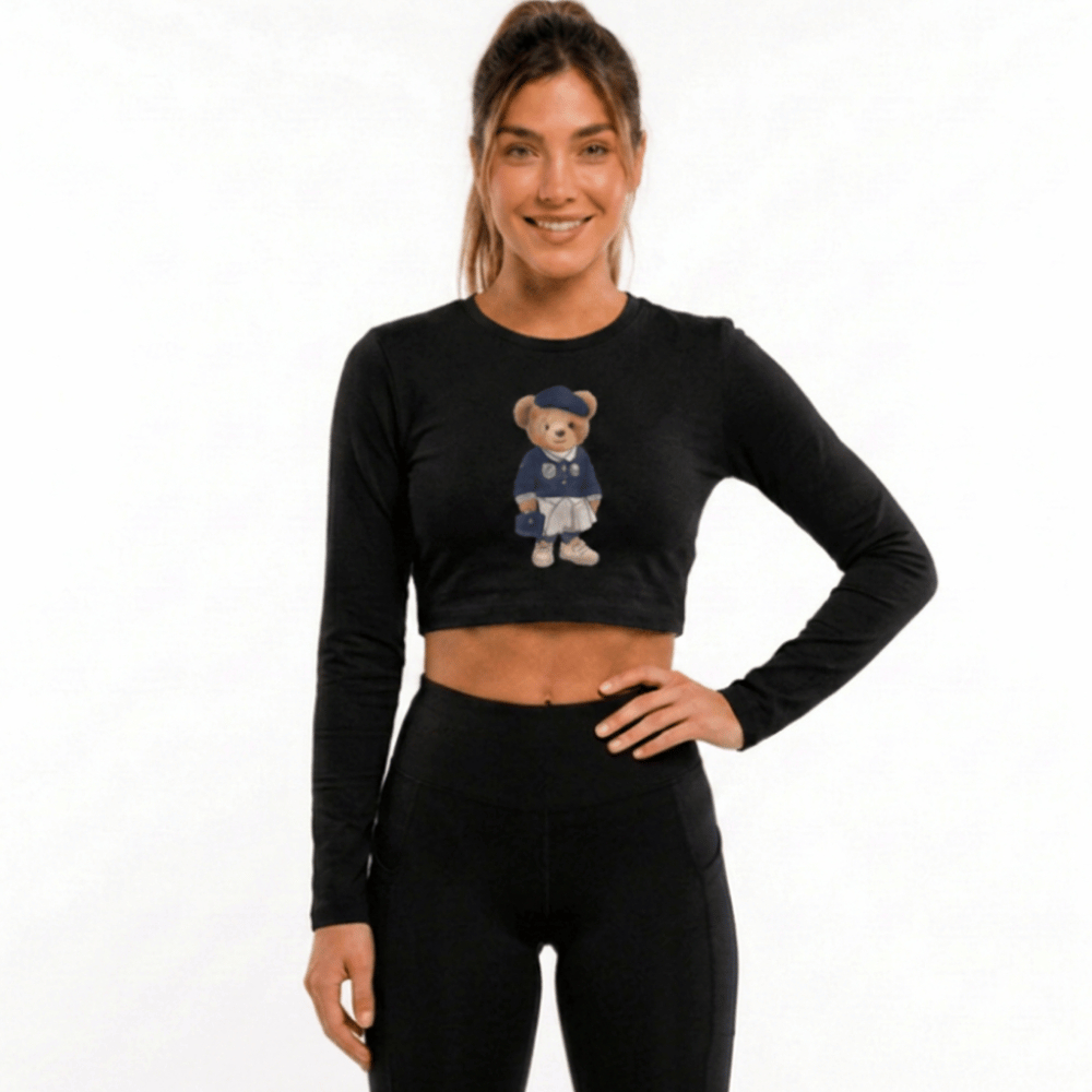 Cropped Feminino Manga Longa Fitness Academia Top Esportivo Elastano Confortável Caminhada Corrida Yoga Leve Fit
