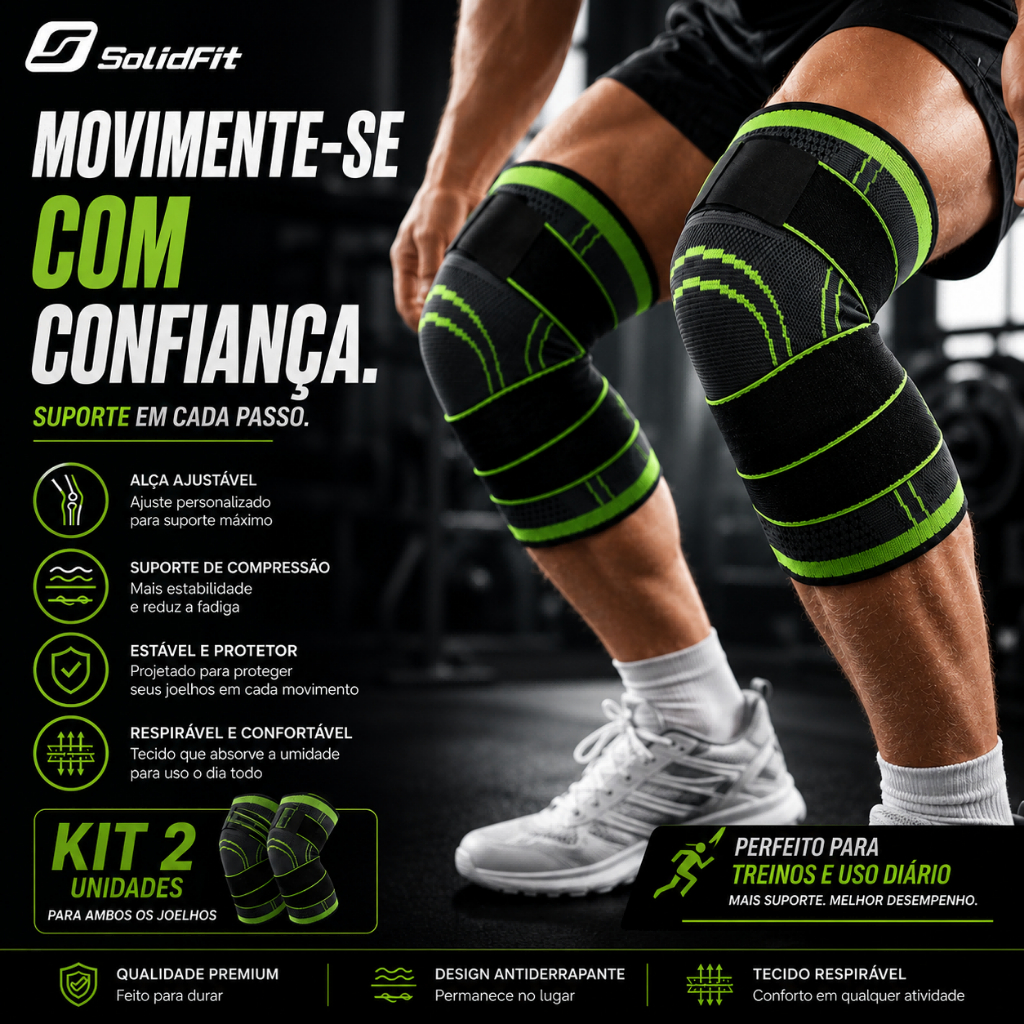 SolidFit Joelheira articulada reforçada | Suporte respirável para academia e atividades externas
