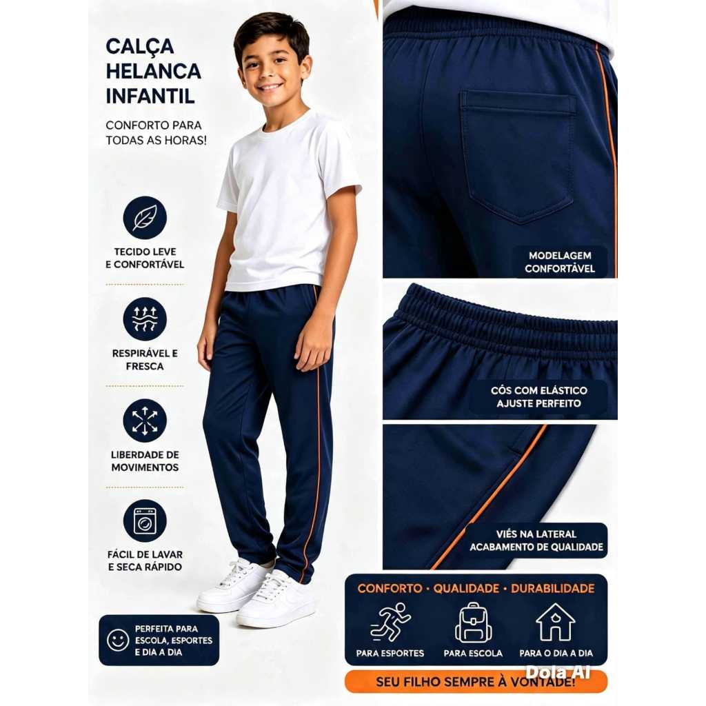 Calça de Helanca masculino azul marinho com listras lateral na cor laranja direto da Fábrica Lynar Modas