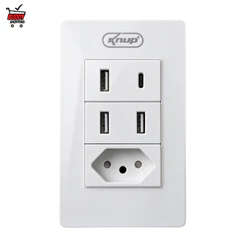 Tomada de Parede Bivolt Knup USB Tipo C 10A Certificada pelo Inmetro